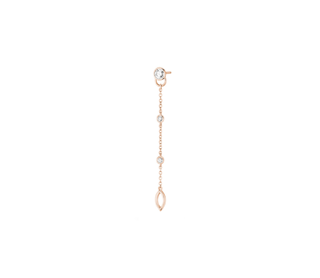 Mono Boucle d’Oreille Pendante CO - Or rose 18K, diamants synthétiques