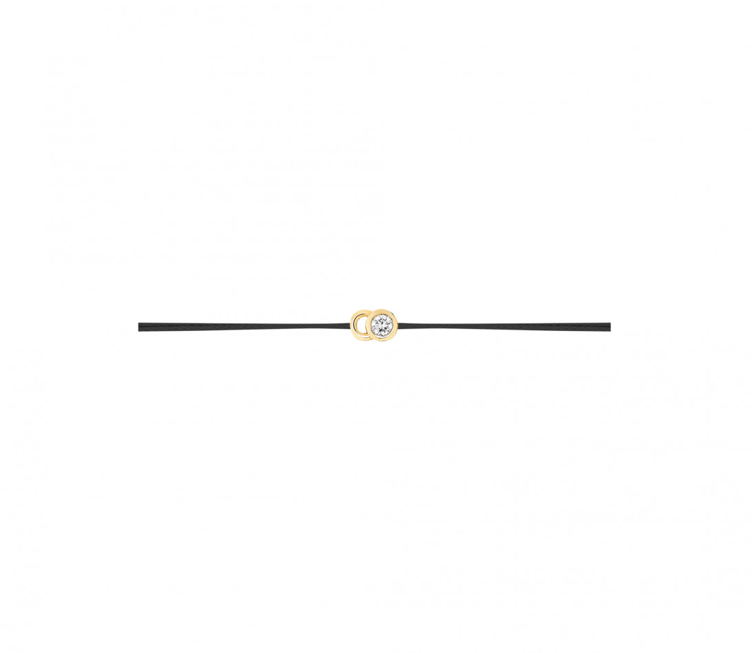 Bracelet cordon LET'S COMMIT noir carbone en or jaune - Profil