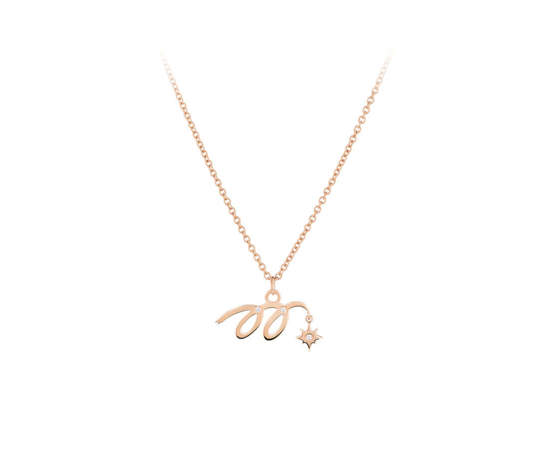 Collier pendentif MARZIA X COURBET « M » en or rose - packshot 2 - Courbet