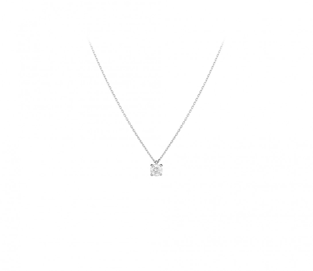 Collier 4G en or blanc et diamants de synthèse 0,4ct