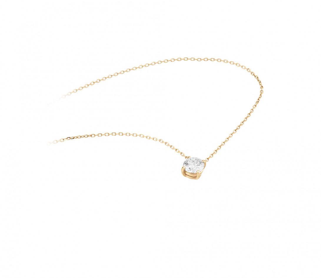 Collier quatre griffes - Or jaune 18K (3,60 g), diamant 1 carat - Vue 2