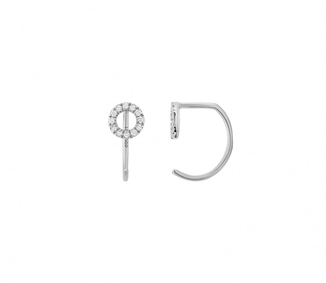 Boucles d’oreilles - Or blanc 18K (1,50 g), diamants 0,12 cts