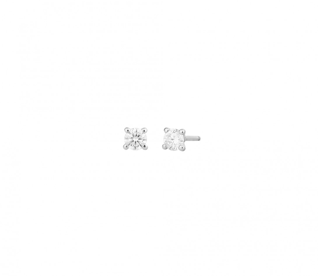 Boucles d'oreilles puces 4 griffes PM en or blanc 18K recyclé et diamants de synthèse - Courbet