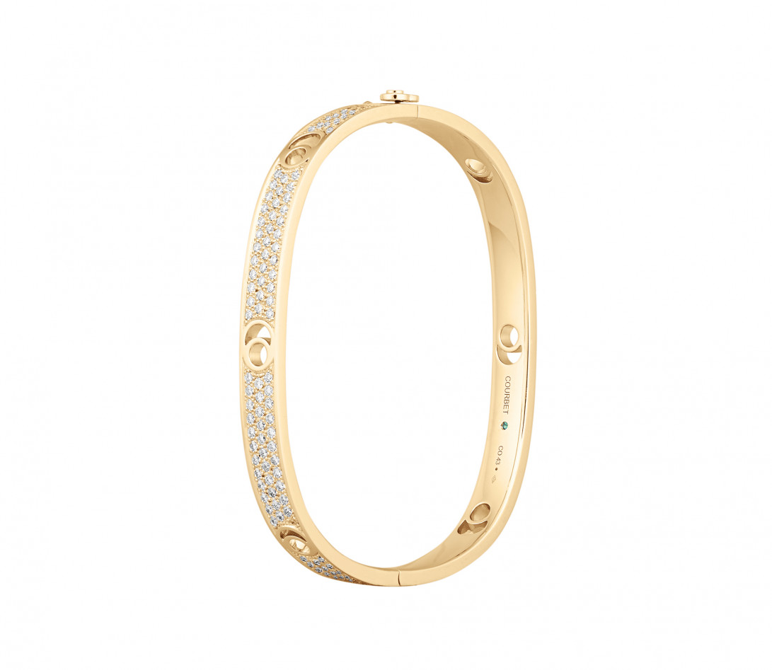 Jonc Eclipse grand modèle - Or jaune 18K (32,00 g), diamants 2,7 cts - Côté