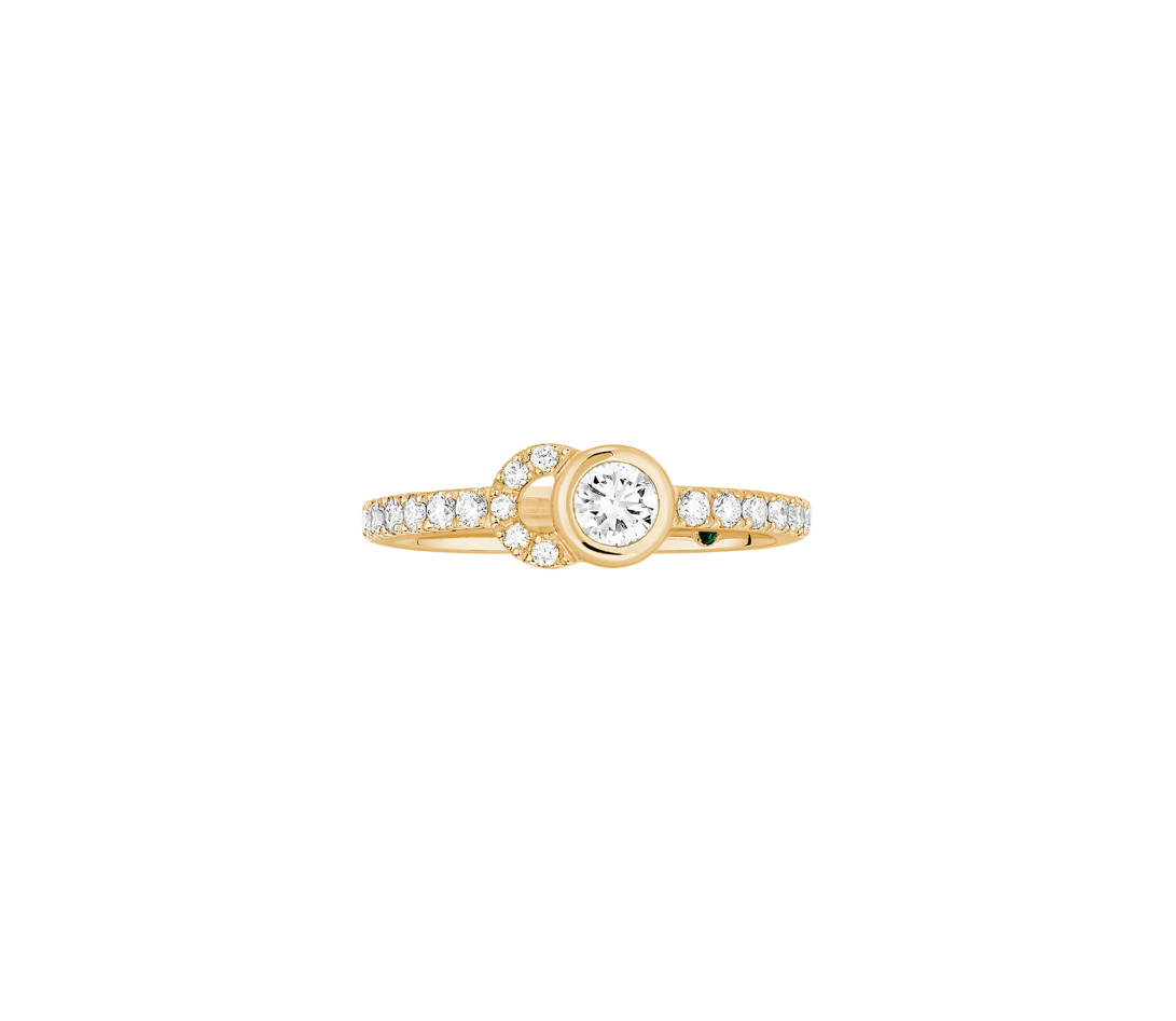 Bague CO demi pavée - Or jaune 18K, diamants synthétiques - Vue 1