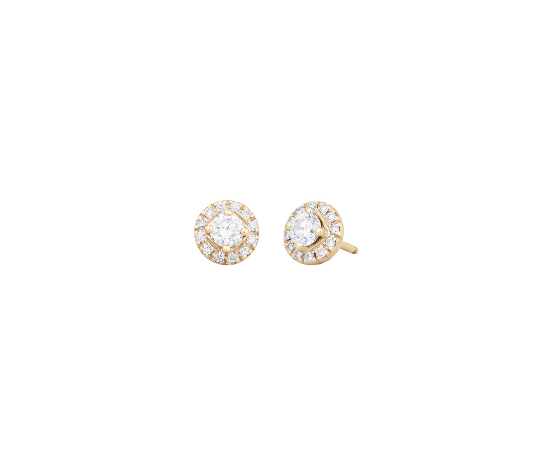 Boucles d'oreilles - Or jaune 18K (2,50 g), diamants 0,55 carat - Vue 1
