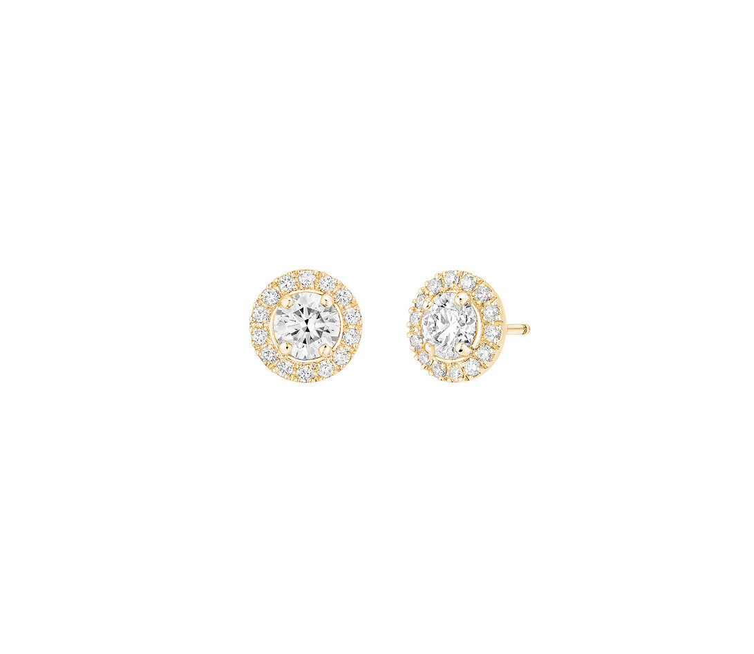 Boucles d'oreilles - Or jaune 18K (2,50 g), diamants 1.80 carats - Vue 1