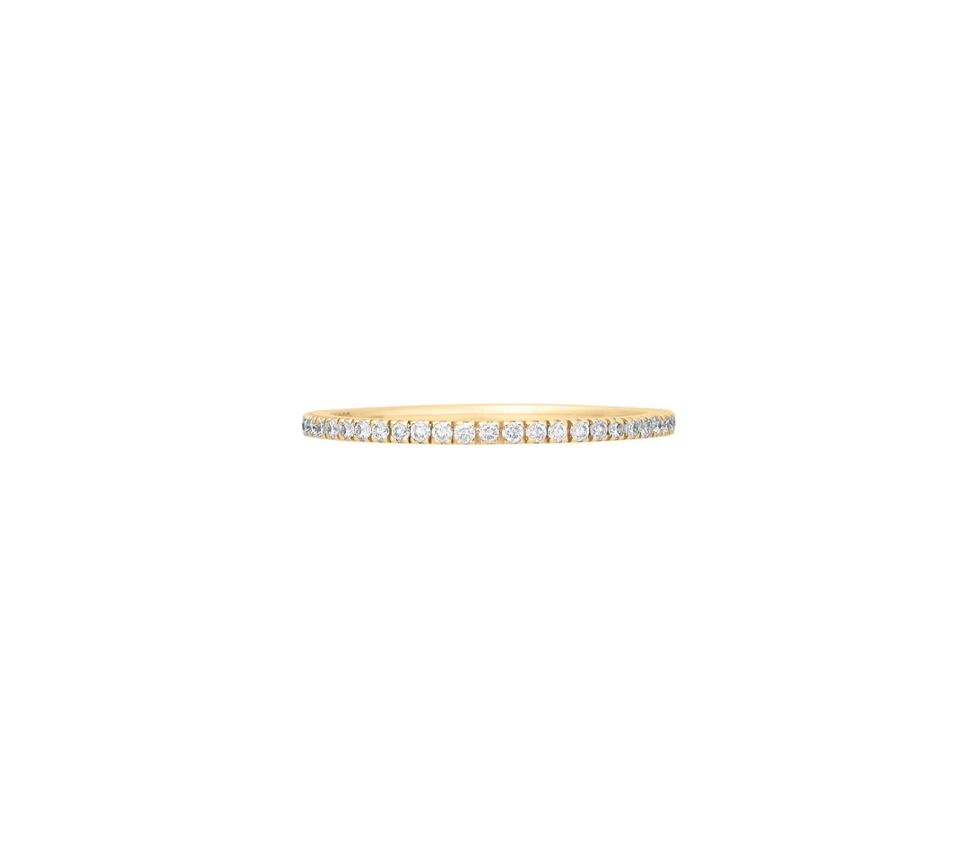 Alliance full-pavée (1 mm) - Or jaune 18K (1,00 g), diamants 0,30 ct - Face