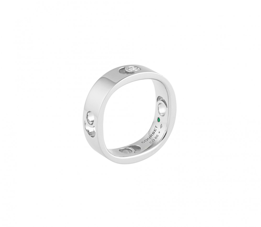 Bague Eclipse grand modèle - Or blanc 18K (7,80 g), diamant 0,10 ct - Vue 3