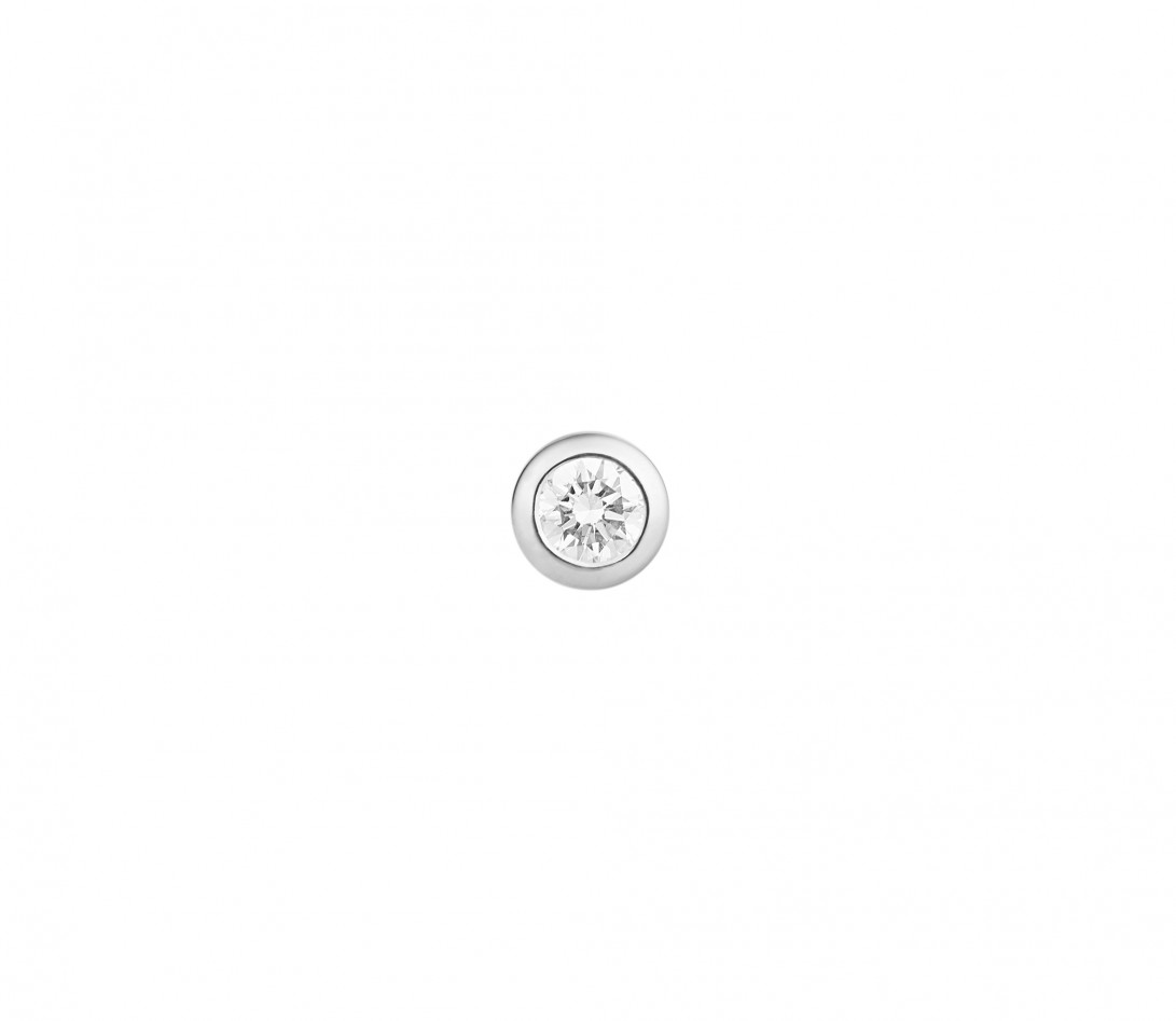 Mono boucle d'oreille puce ORIGINE en or blanc 18K recyclé et diamant de synthèse 0,1ct - Vue 2