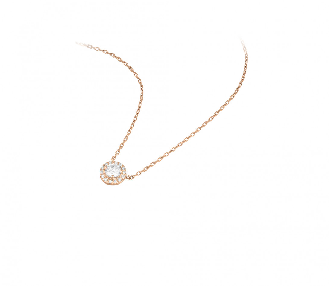 Collier Halo - Or rose 18K (4,00 g), diamants 0,65 cts - Vue 2