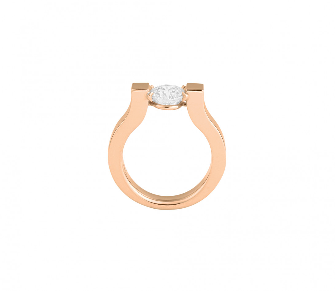 Bague Icone - Or rose 18K (9,50 g), diamant 1,2 cts - Face