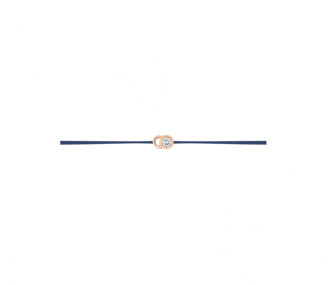 Bracelet cordon LET'S COMMIT bleu Courbet en or rose - Profil