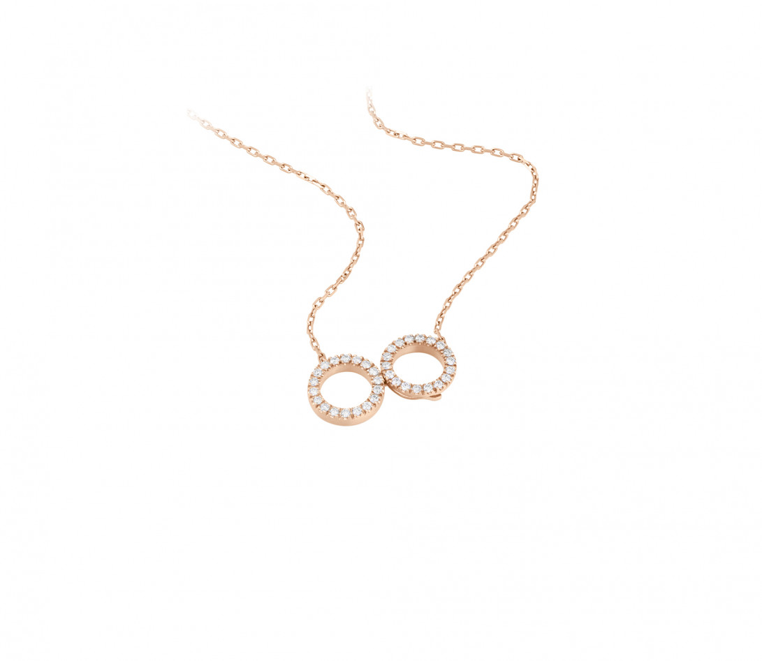 Collier - Or rose 18K (4,90 g), diamants 0,36 cts - Vue 2