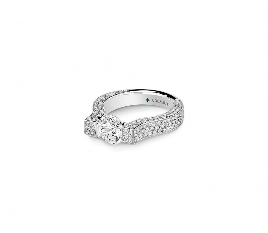 Bague Icône pavée en or blanc 1,5ct