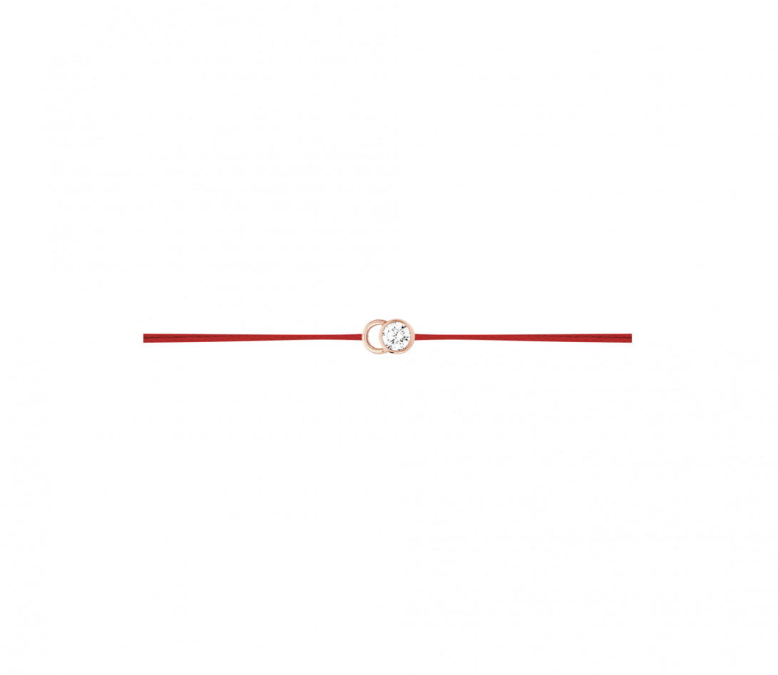 Bracelet cordon LET'S COMMIT rouge carmin en or rose - Profil