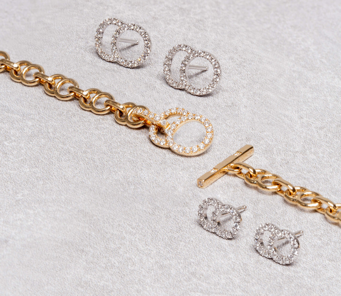 Bracelet chaîne CELESTE fermoir pavé en or jaune - Vue 4