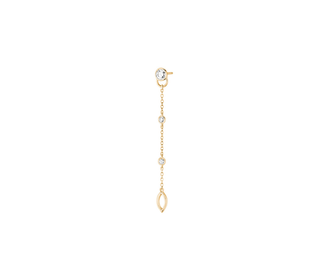 Mono Boucle d’Oreille Pendante CO - Or jaune 18K, diamants synthétiques