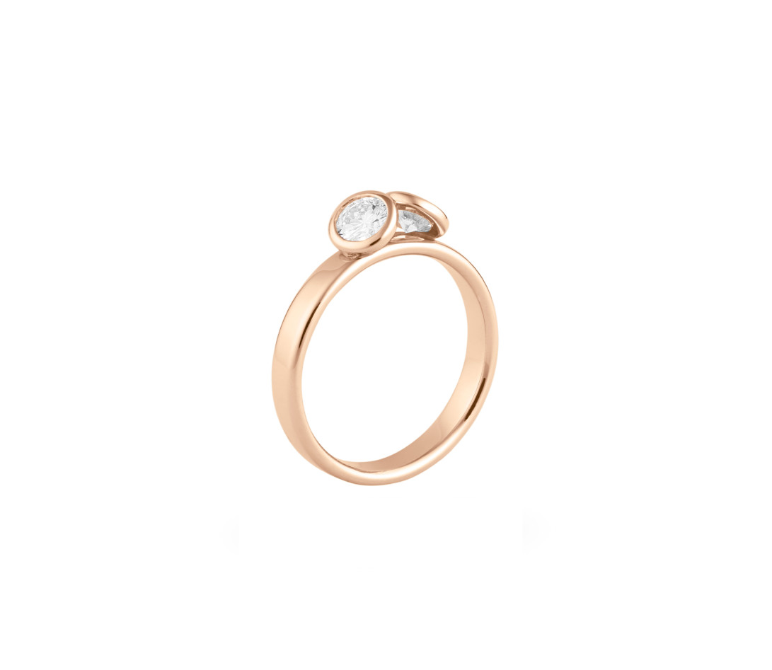 Bague 2 Courbet - Or rose 18K (3,50 g),  diamant 1 carat - Côté