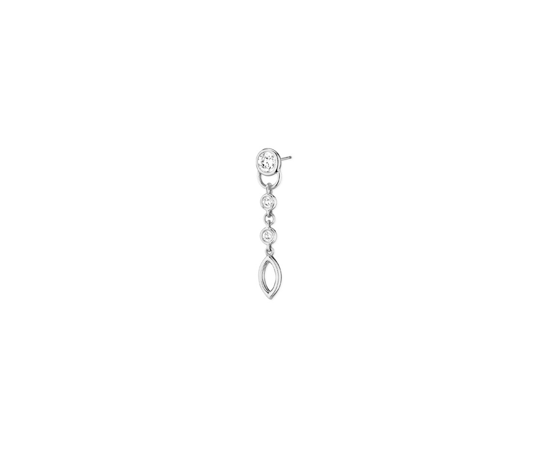 Mono BO pendante CO en or blanc 0,2cts