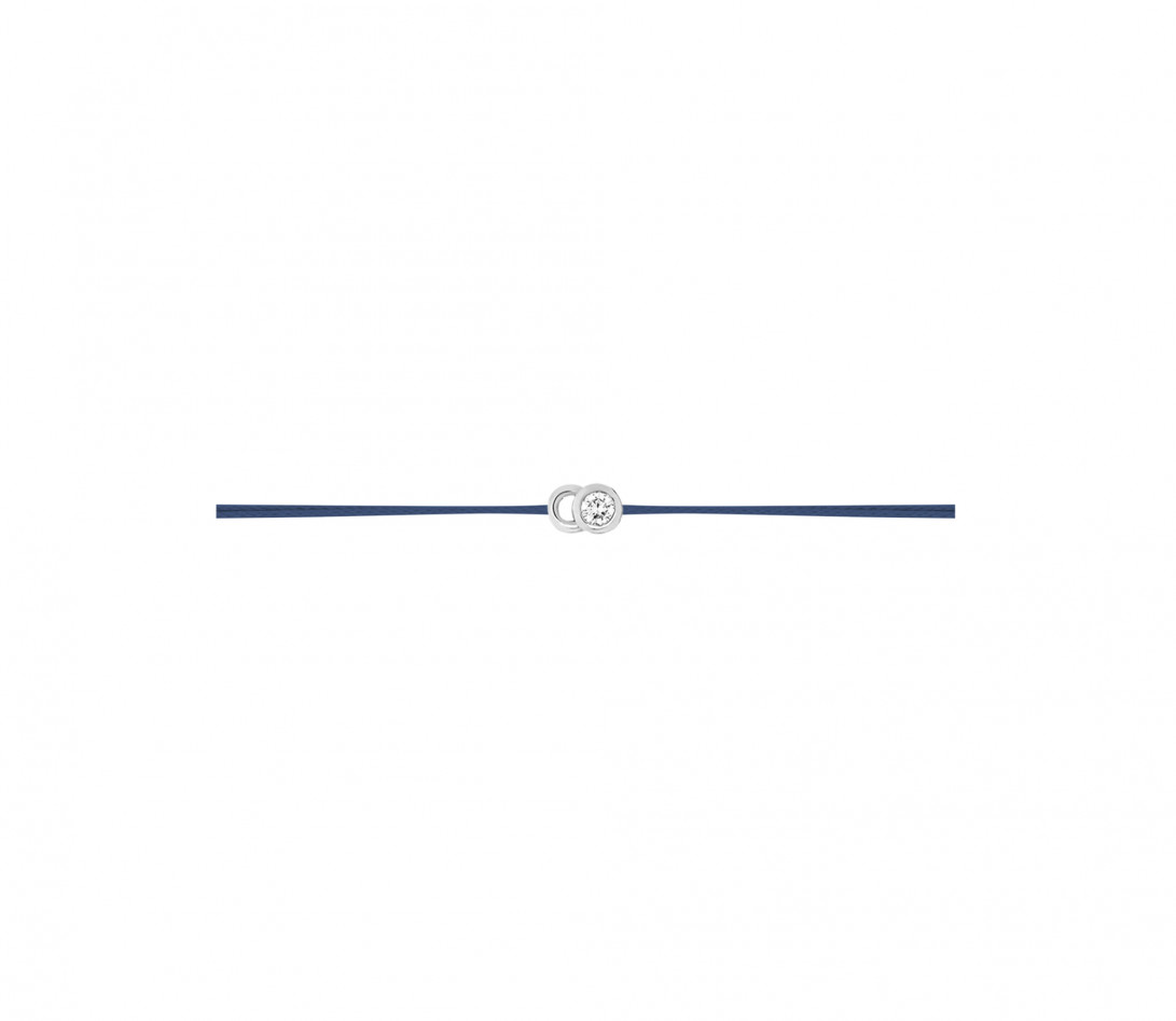 Bracelet cordon LET'S COMMIT bleu Courbet en or blanc - Profil
