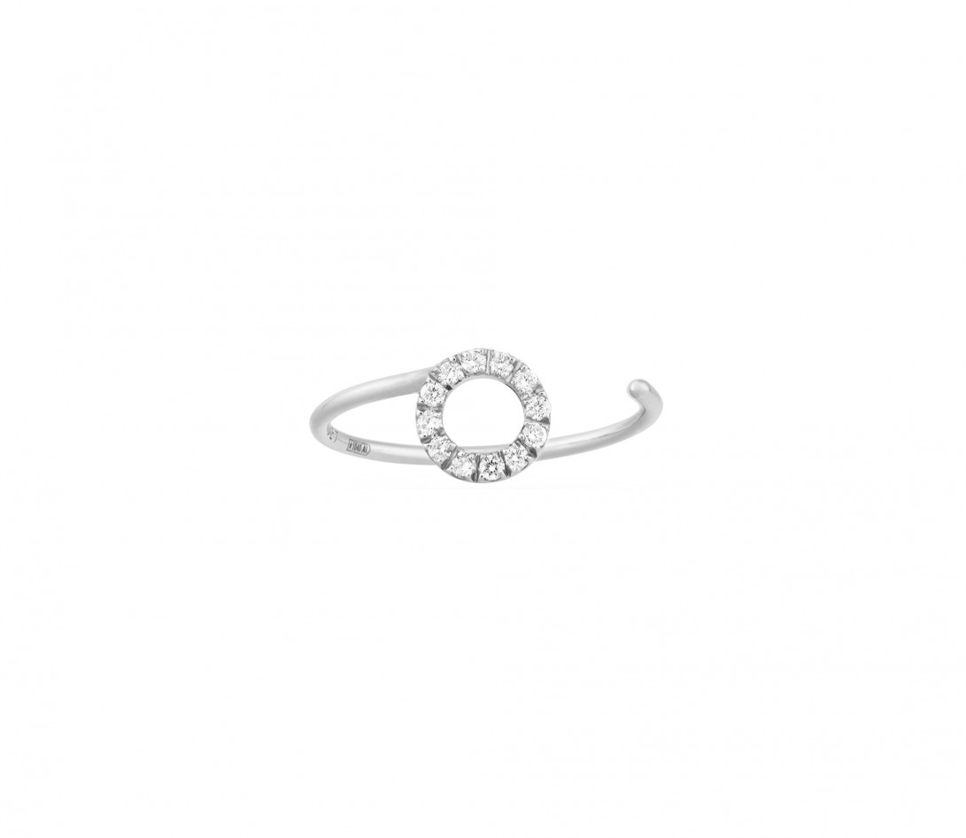 Bague O2 - Or blanc 18K (0,90 g), diamants 0,10 ct - Face