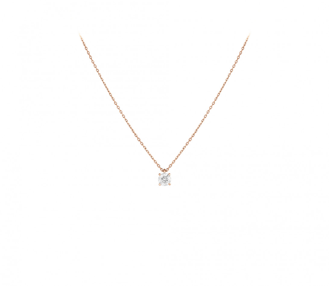 Collier quatre griffes - Or rose 18K (2,00 g), diamant 0,5 ct - Face