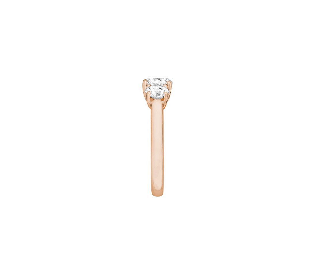 Bague solitaire Trio - Or rose 18K (4,30 g), 3 diamants 1,45 cts - Côté