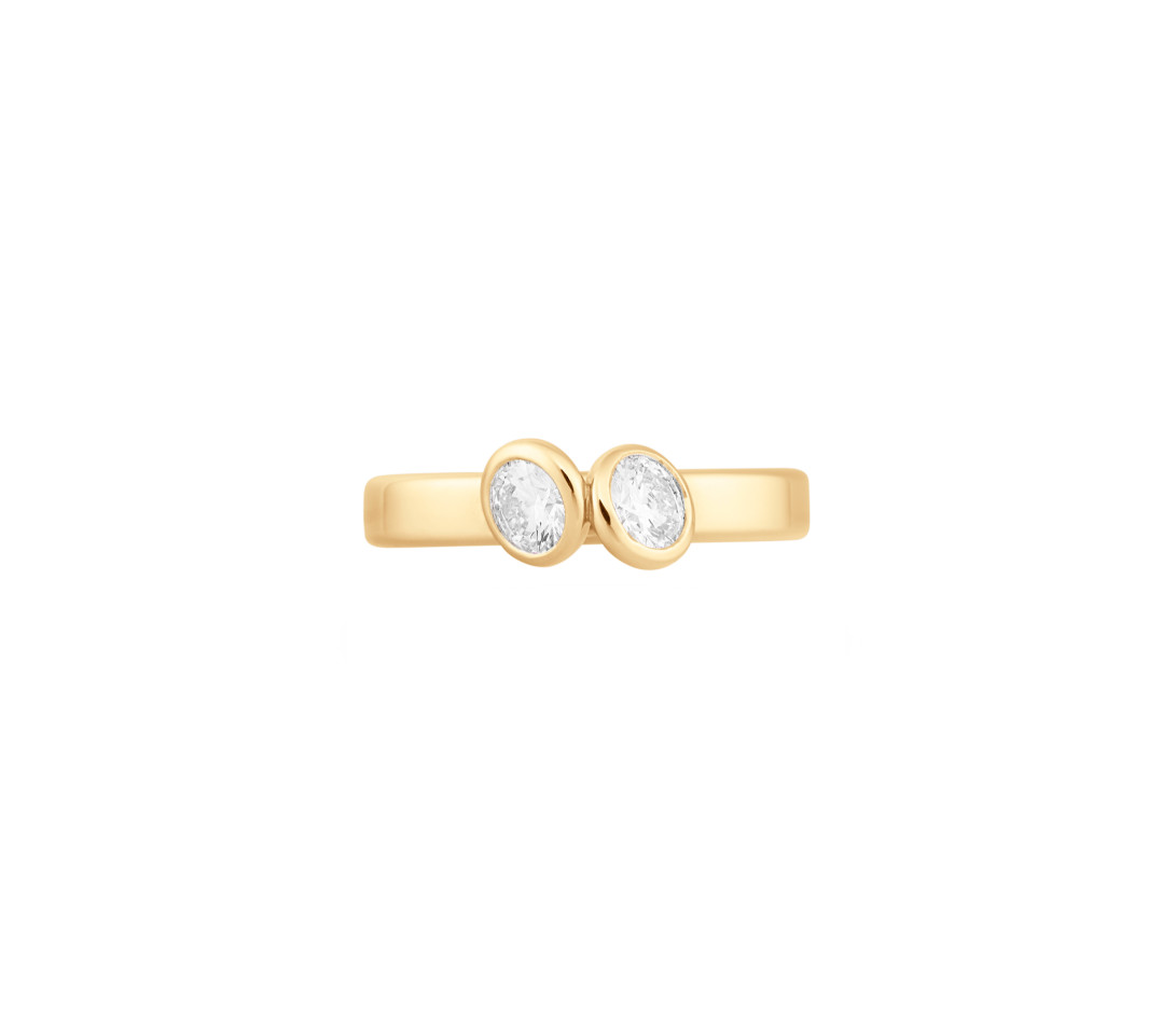 Bague 2 Courbet - Or jaune 18K (3.50), 2 diamants 1ct - Vue 3