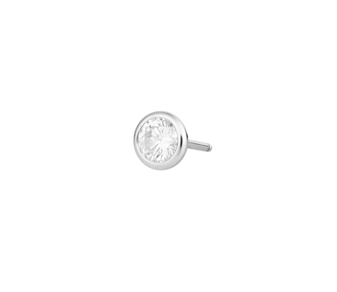 Mono boucle d'oreille puce ORIGINE en or blanc 18K recyclé et diamant de synthèse 0,3ct - Vue 1