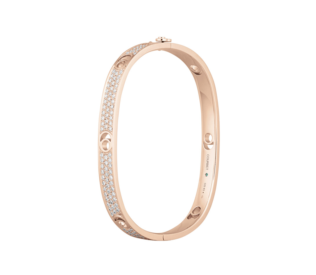 Jonc Eclipse grand modèle - Or rose 18K (32,00 g), diamants 2,7 cts - Côté