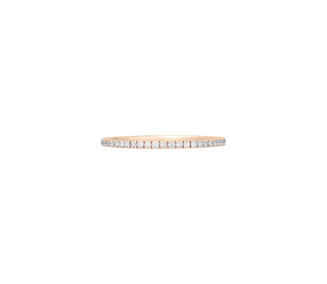 Alliance full-pavée (1 mm) - Or rose 18K (1,00 g), diamants 0,30 ct - Face