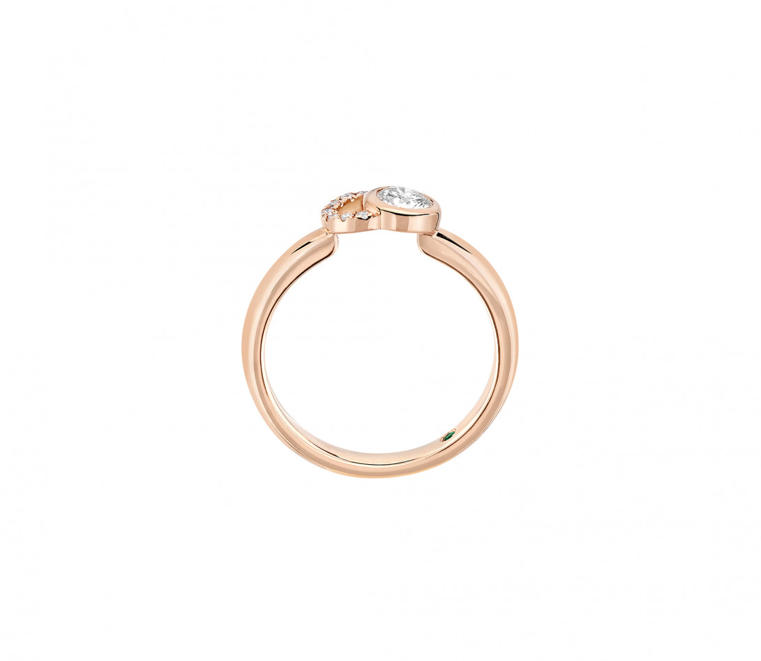 Bague CO - Or rose 18K, diamants synthétiques - Vue 3