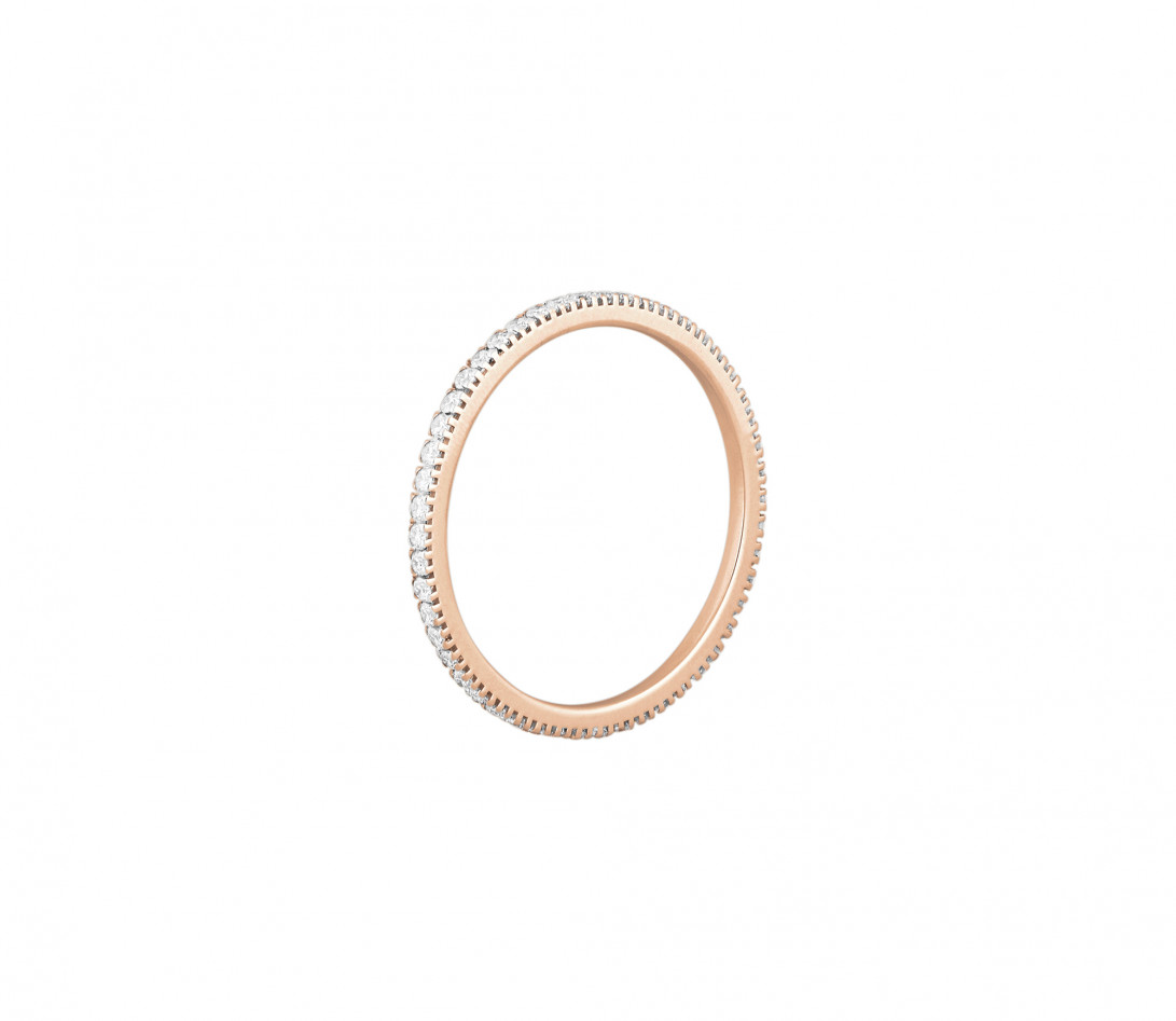 Alliance full-pavée (1 mm) - Or rose 18K (1,00 g), diamants 0,30 ct - Profil