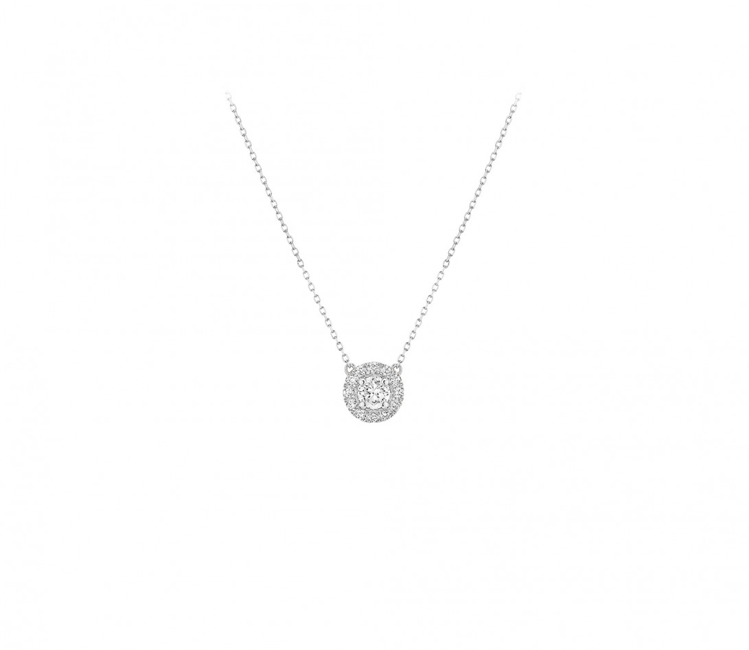 Collier Halo en or blanc et diamants de synthèse 0,3ct