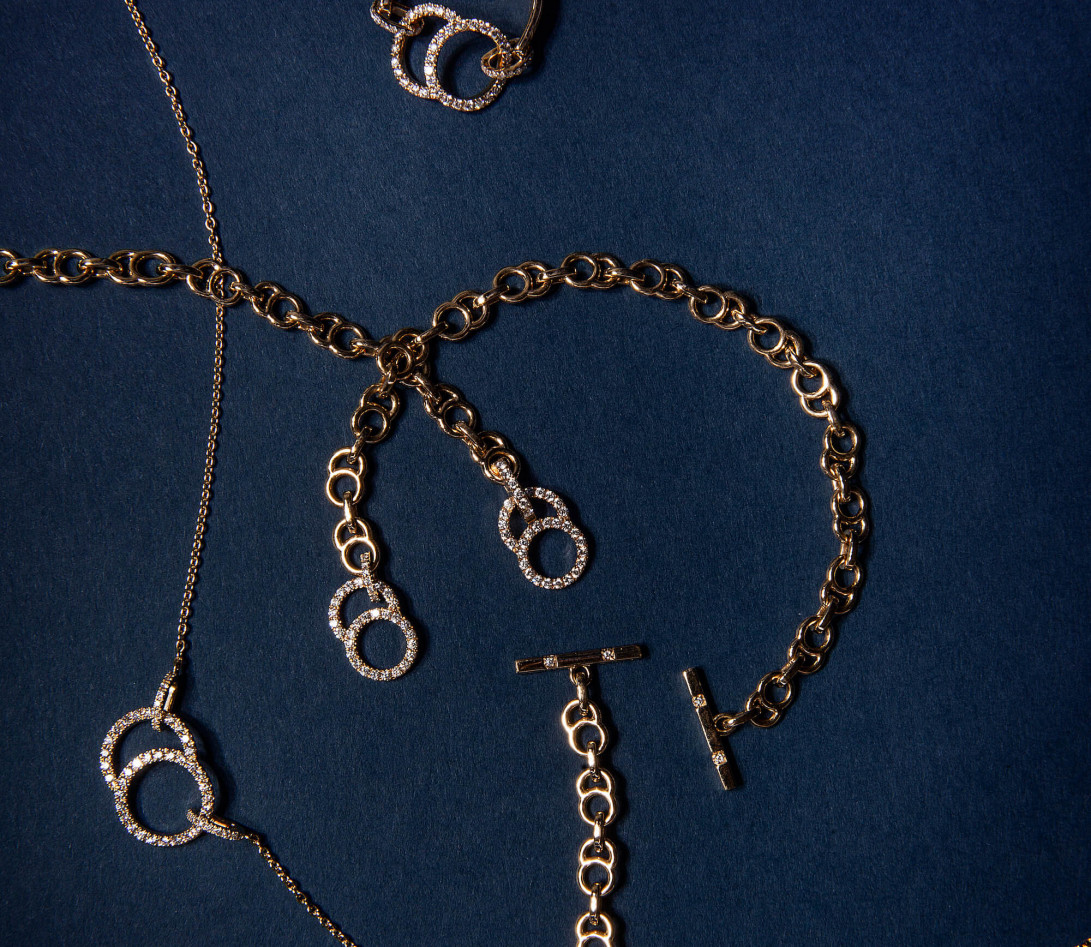Bracelet chaîne CELESTE fermoir pavé en or jaune - Vue 5