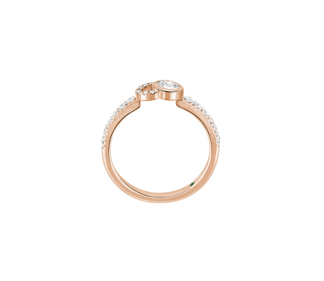 Bague CO demi pavée - Or rose 18K, diamants synthétiques - Vue 3