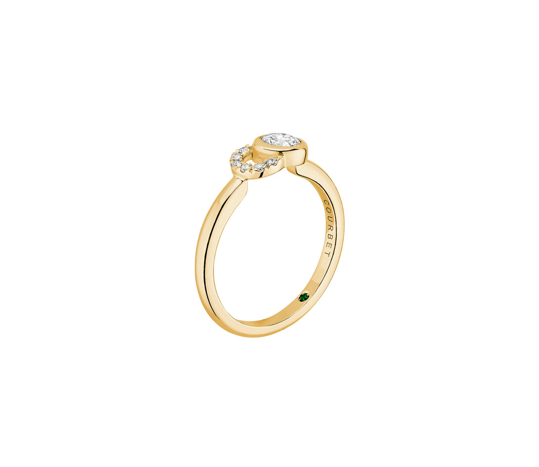 Bague CO - Or jaune 18K, diamants synthétiques - Vue 2