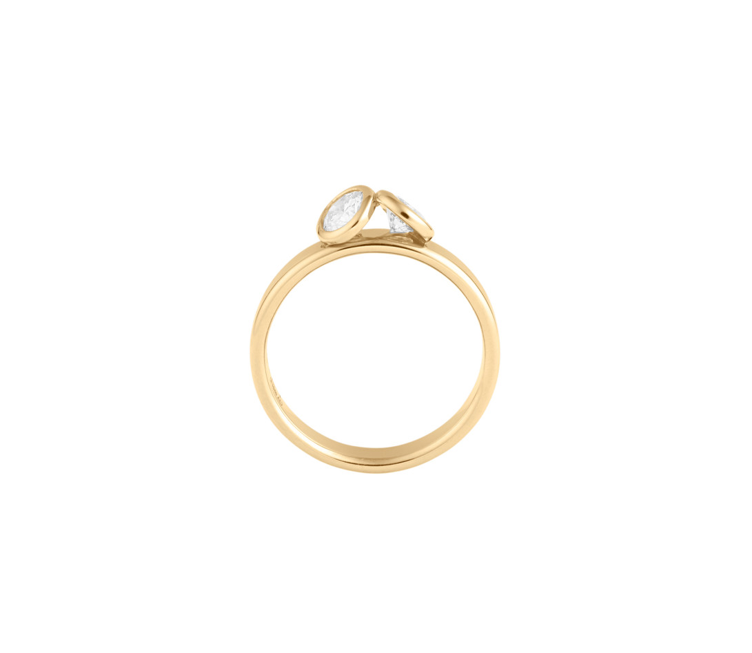 Bague 2 Courbet - Or jaune 18K (3.50), 2 diamants 1ct - Vue 2