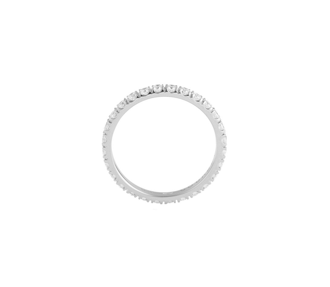 Alliance full-pavée (1,8mm) - Or blanc 18K (1,50 g), diamants 0,60 ct - Côté