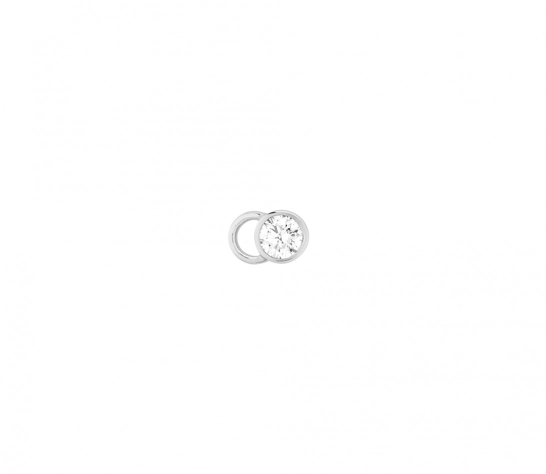 Mono Boucle d'Oreille CO - Or blanc 18K, diamants synthétiques