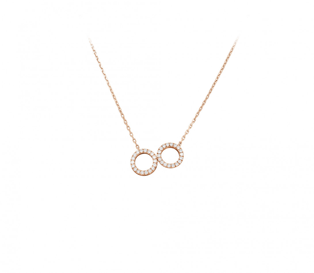 Collier - Or rose 18K (4,90 g), diamants 0,36 cts - Face