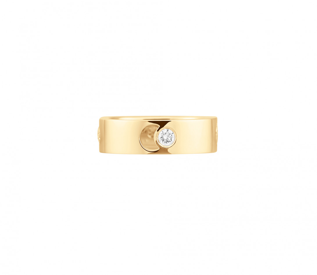 Bague Eclipse grand modèle - Or jaune 18K (7,80 g), 4 diamants 0,40 ct - Face