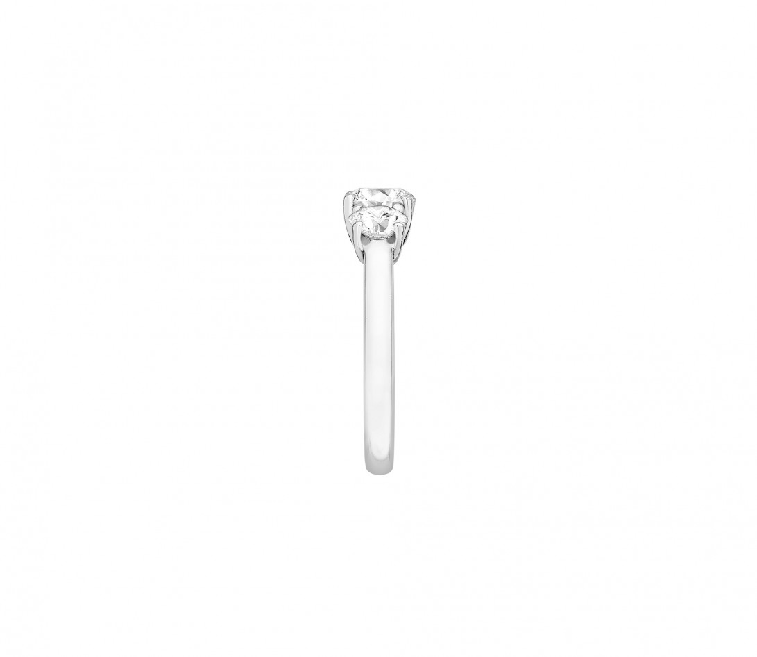 Bague solitaire Trio - Or blanc 18K (4,30 g), 3 diamants 1,45 cts - Côté