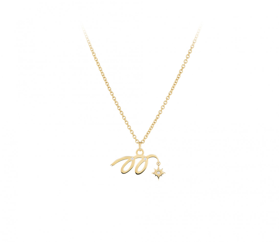 Collier pendentif MARZIA X COURBET « M » en or jaune - packshot 2 - Courbet