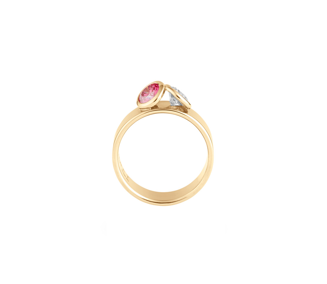 Bague 2 Courbet - Or jaune 18K (7,00g), 2 diamants (1 rose) 1ct - Vue 2