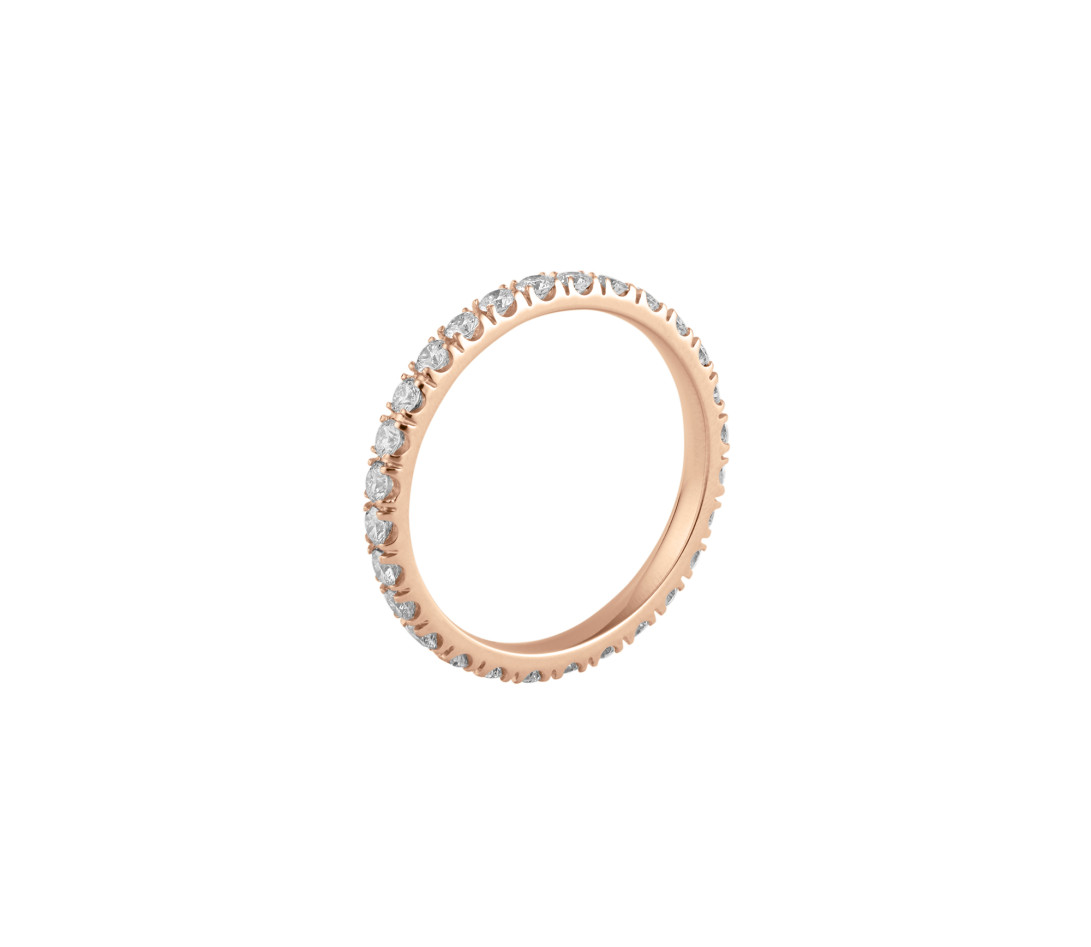 Alliance full-pavée (1,8mm) - Or rose 18K (1,50 g), diamants 0,60 ct - Profil