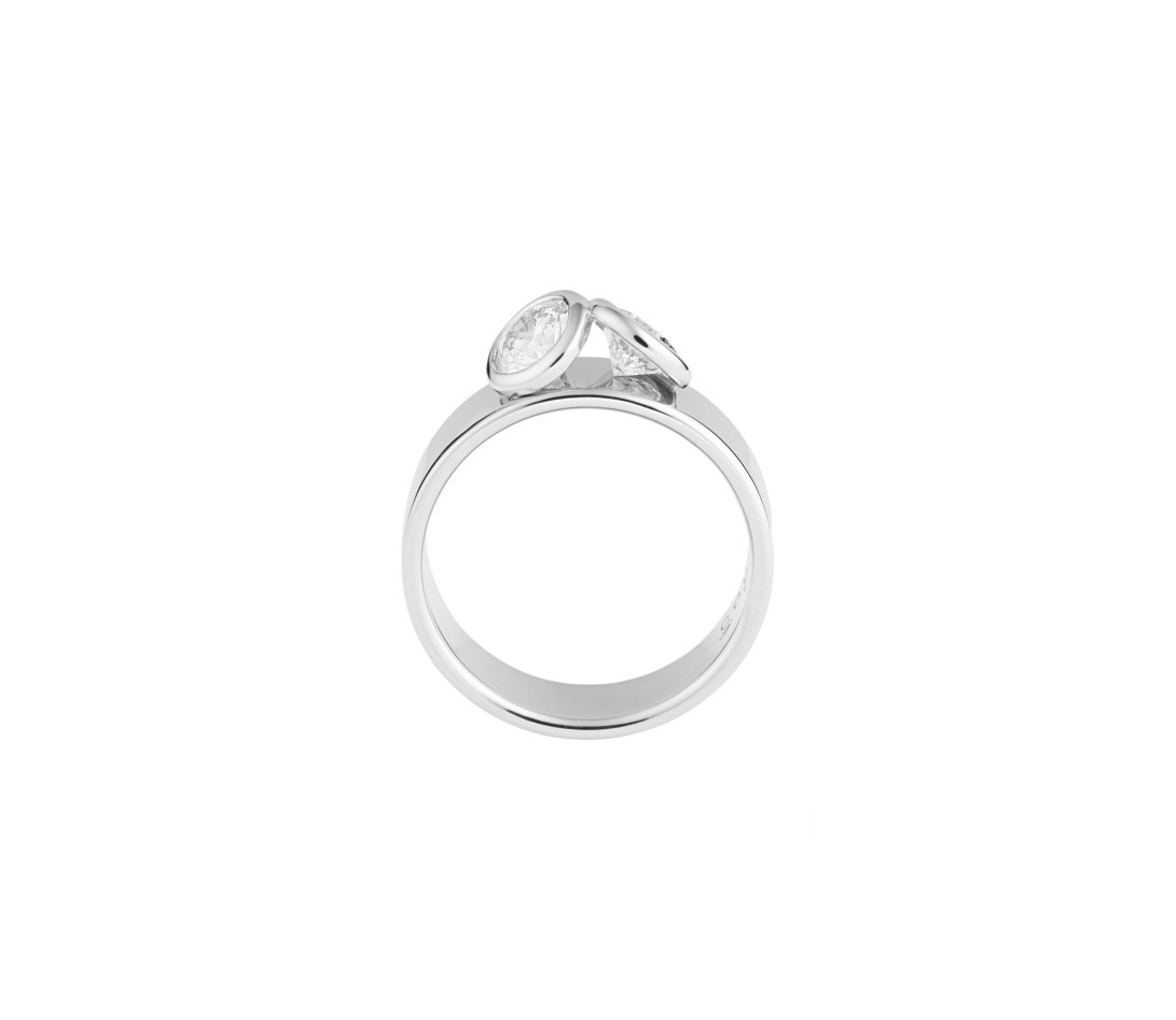 Bague 2 Courbet - Or blanc 18K (7,00g), 2 diamants 1ct - Vue 2