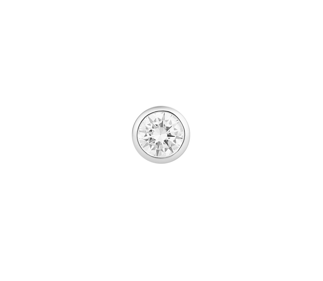 Mono boucle d'oreille puce ORIGINE en or blanc 18K recyclé et diamant de synthèse 0,3ct - Vue 2