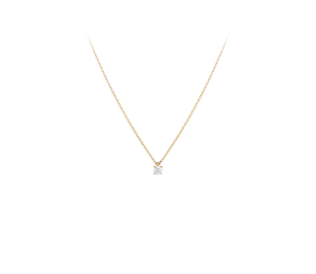 Collier 4G en or jaune et diamants de synthèse 0,1ct